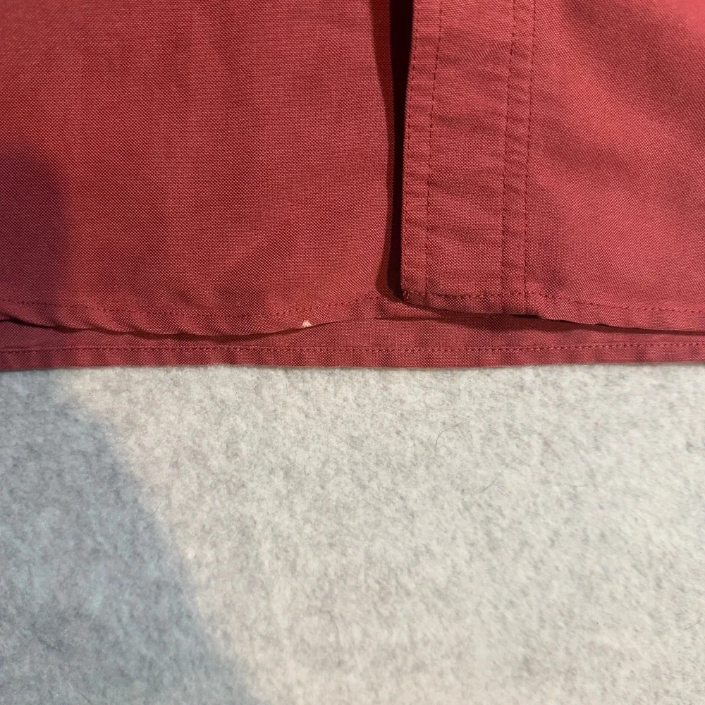 The North Face Mens Large Red Long Sleeve Button Down Hiking Shirt Mesh Vented